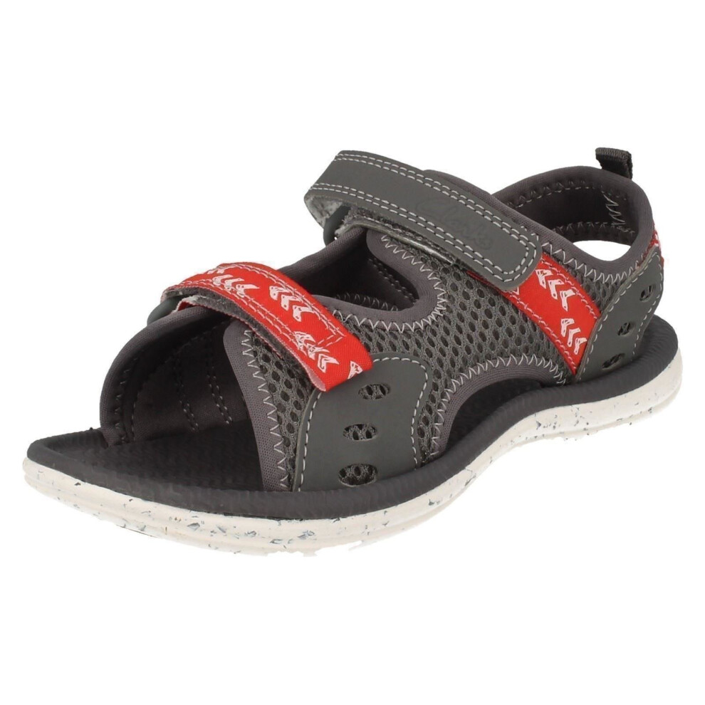 (UK 4 Infant, Grey) Boys Clarks Casual Sandals Piranha Boy - F Fit