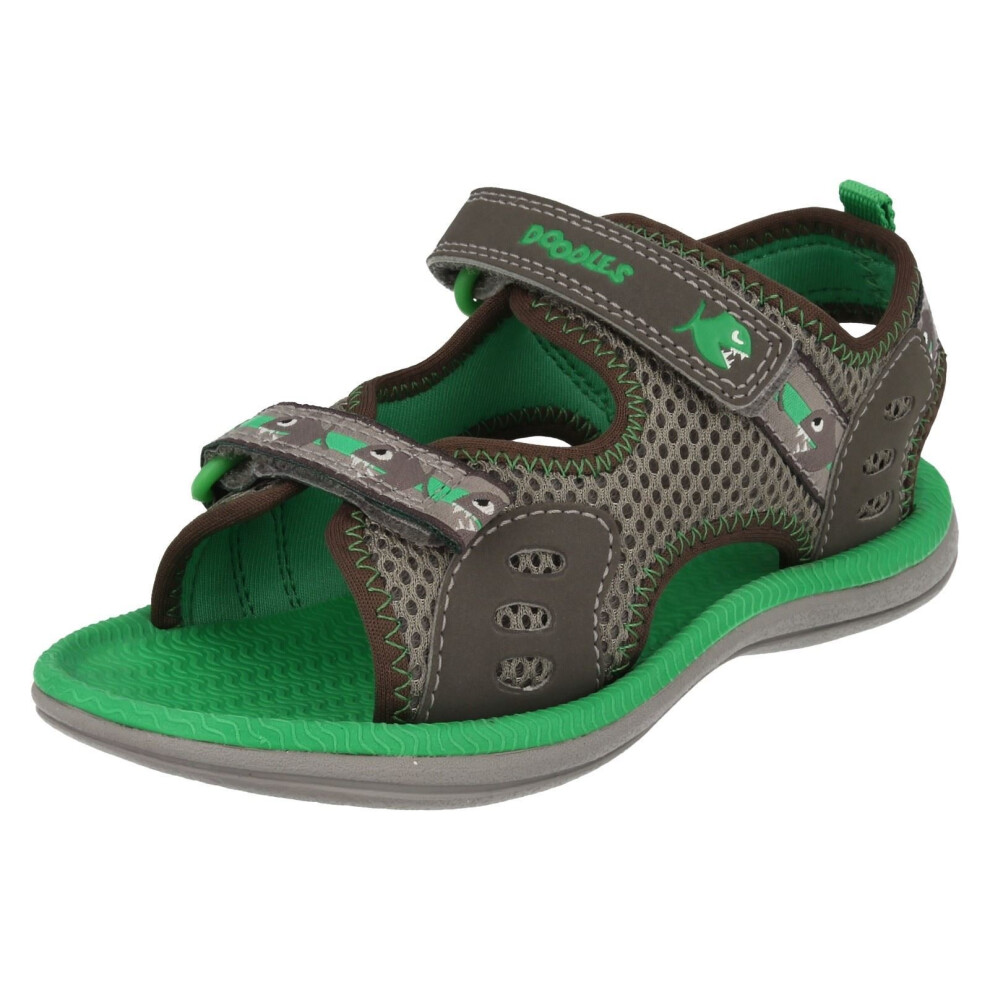 (UK 4.5 Infant, Green Combi (Green)) Boys Clarks Casual Sandals Piranha Boy - F Fit