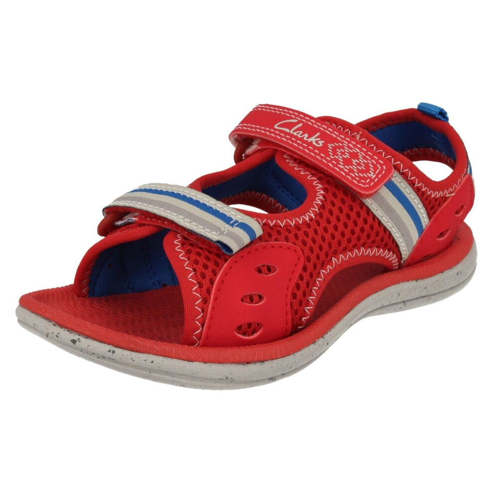 (UK 4.5 Infant, Red) Boys Clarks Casual Sandals Piranha Boy - F Fit