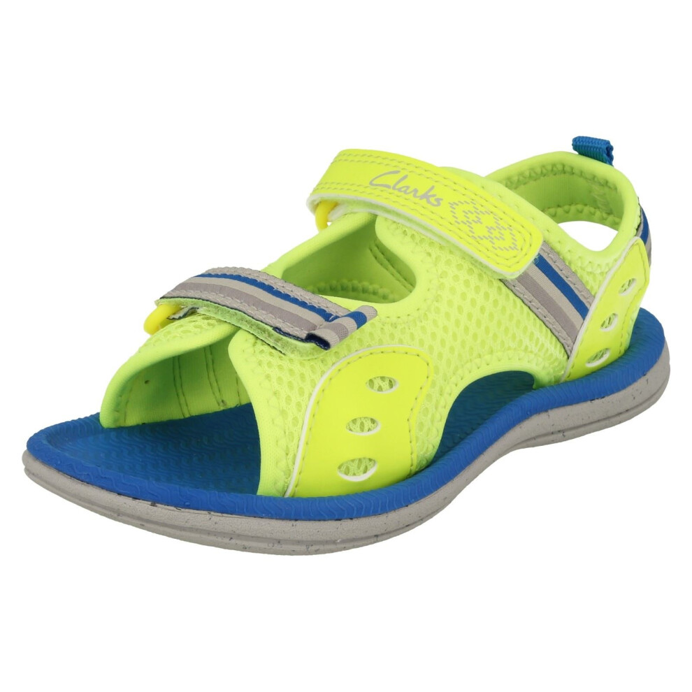 (UK 4 Infant, Yellow) Boys Clarks Casual Sandals Piranha Boy - F Fit