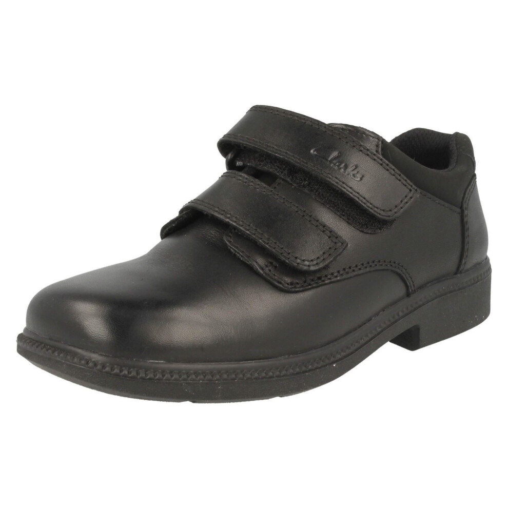 (UK 7.5 Infant, Black) Boys Clarks Leather Classic School Shoe Deaton - G Fit