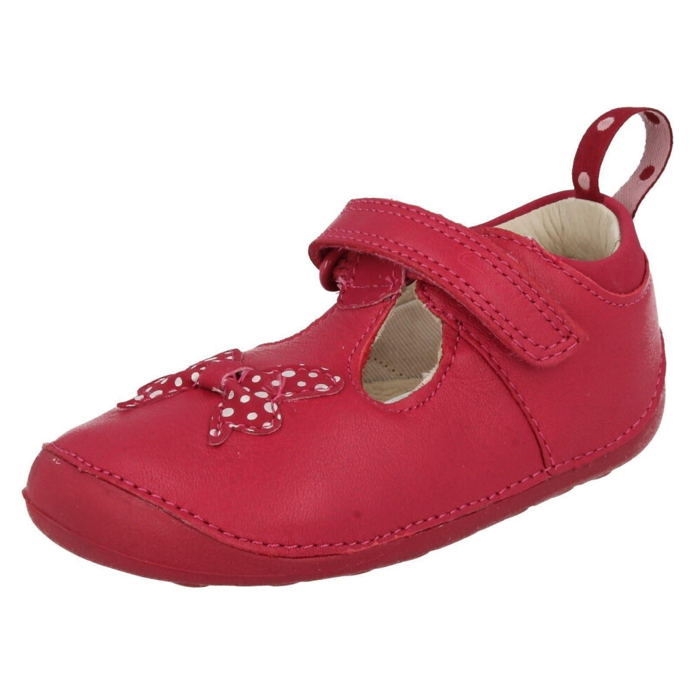 (UK 2 Infant, Raspberry (Pink)) Girls Clarks T-Bar Shoes Ida Sparkle - H Fit