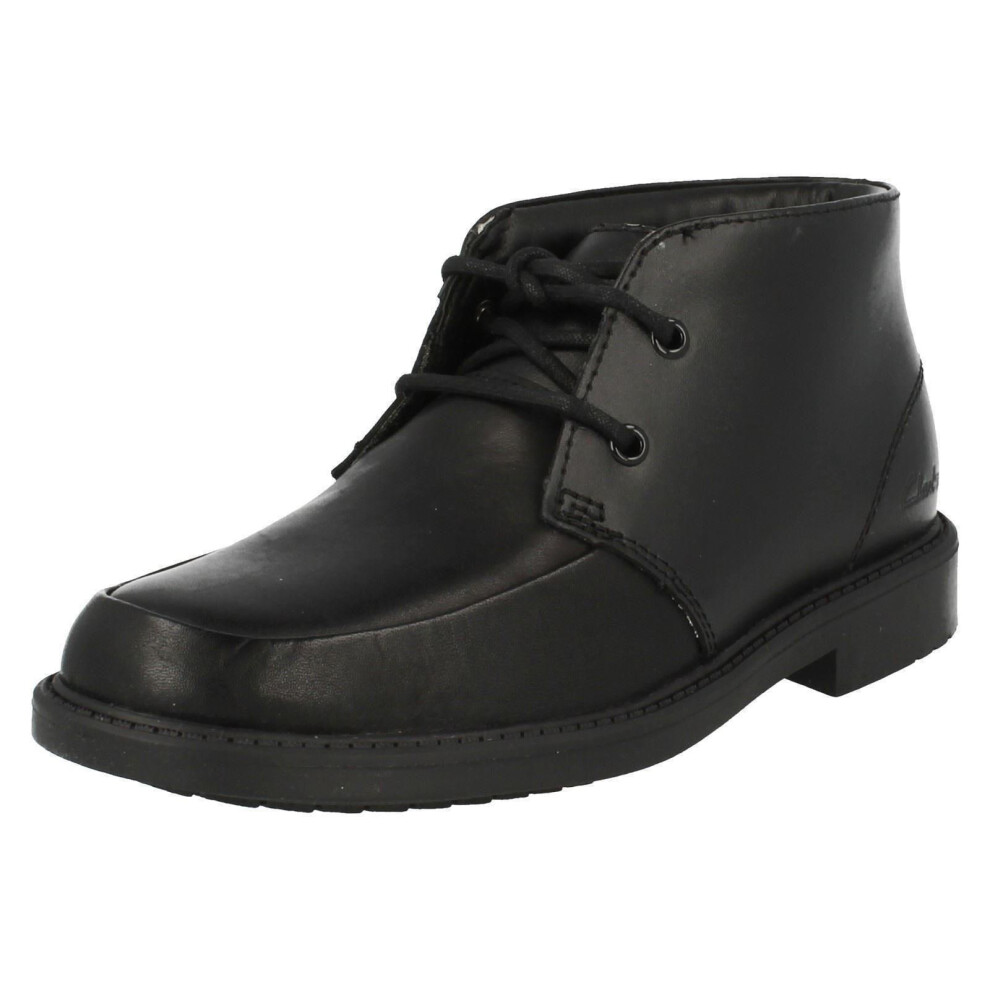 (UK 13 Child, Black) Boys Clarks Smart Boots Deon Top - G Fit