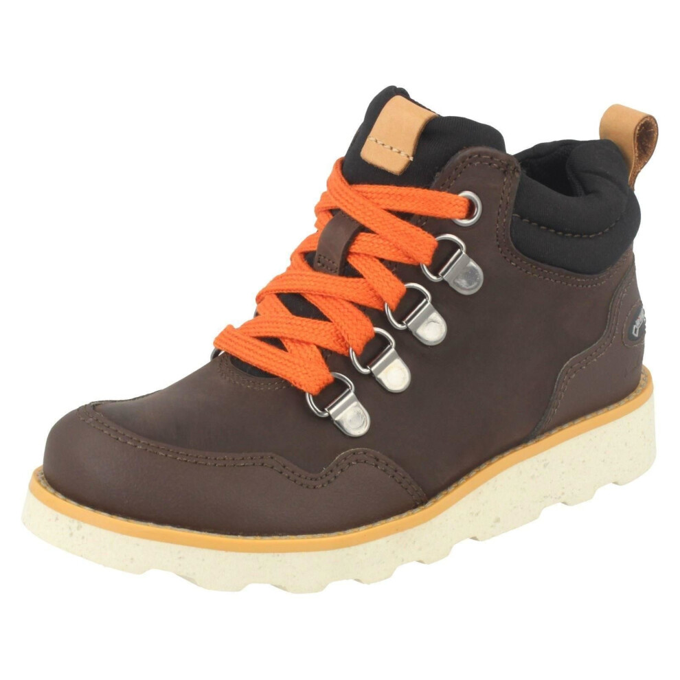 (UK 13.5 Child, Dark Brown (Brown)) Boys Clarks Casual Ankle Boots Dexy Hi Gtx - G Fit