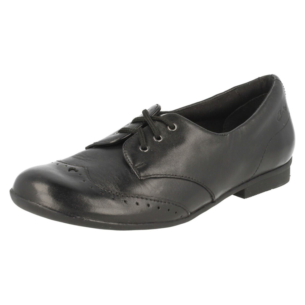 Girls Clarks Lace Up Formal/School Shoes Dolly Up - Black Leather - UK Size 13G - EU Size 32 - US Size 13.5W