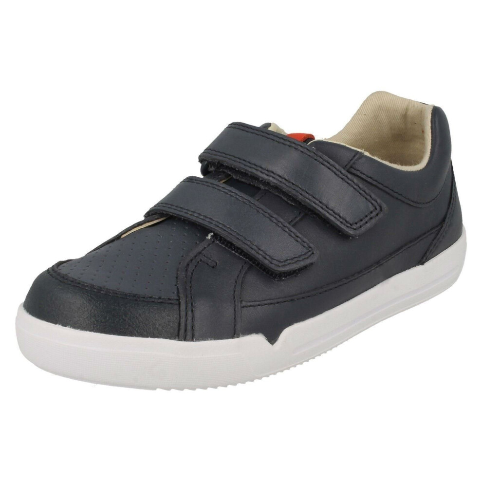 (UK 12 Child, Navy (Blue)) Boys Clarks Casual Hook And Loop Fastening Shoes Emery Walk K - F Fit