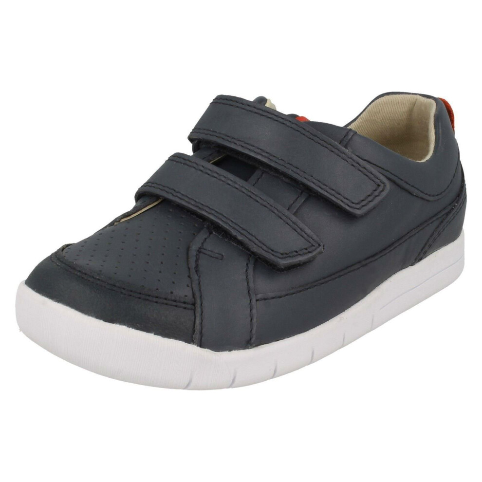 (UK 5 Infant, Navy (Blue)) Boys Clarks Casual Hook & Loop Fastening Shoes Emery Walk T - F Fit