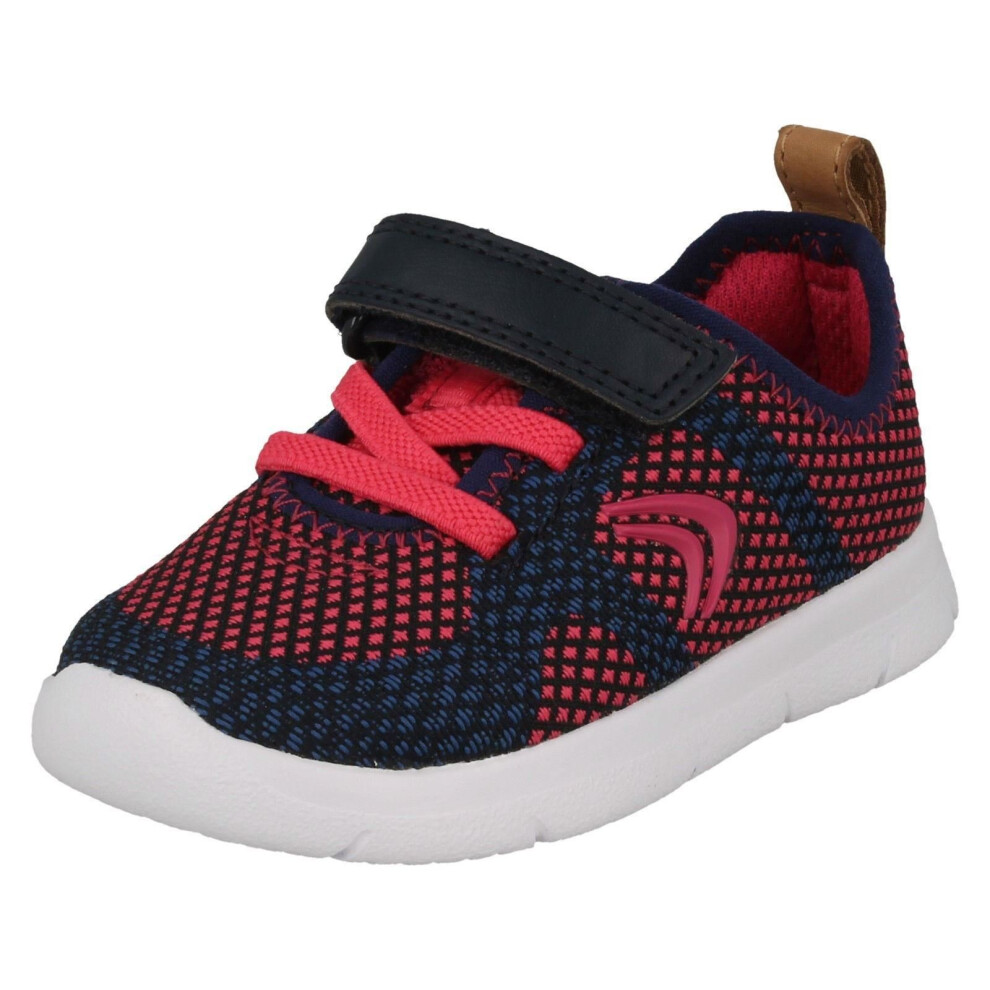 (UK 4 Infant, Navy/Raspberry (Pink)) Childrens Unisex Clarks Lightweight Trainers Ath Flux - G Fit