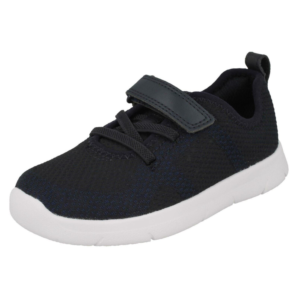 (UK 9 Child, Navy (Blue)) Childrens Boys Girls Clarks Casual Trainers Ath Flux T - F Fit