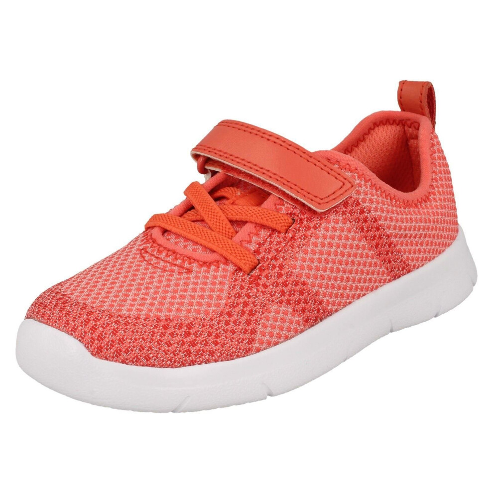 (UK 4.5 Infant, Coral (Orange)) Childrens Boys Girls Clarks Casual Trainers Ath Flux T - F Fit