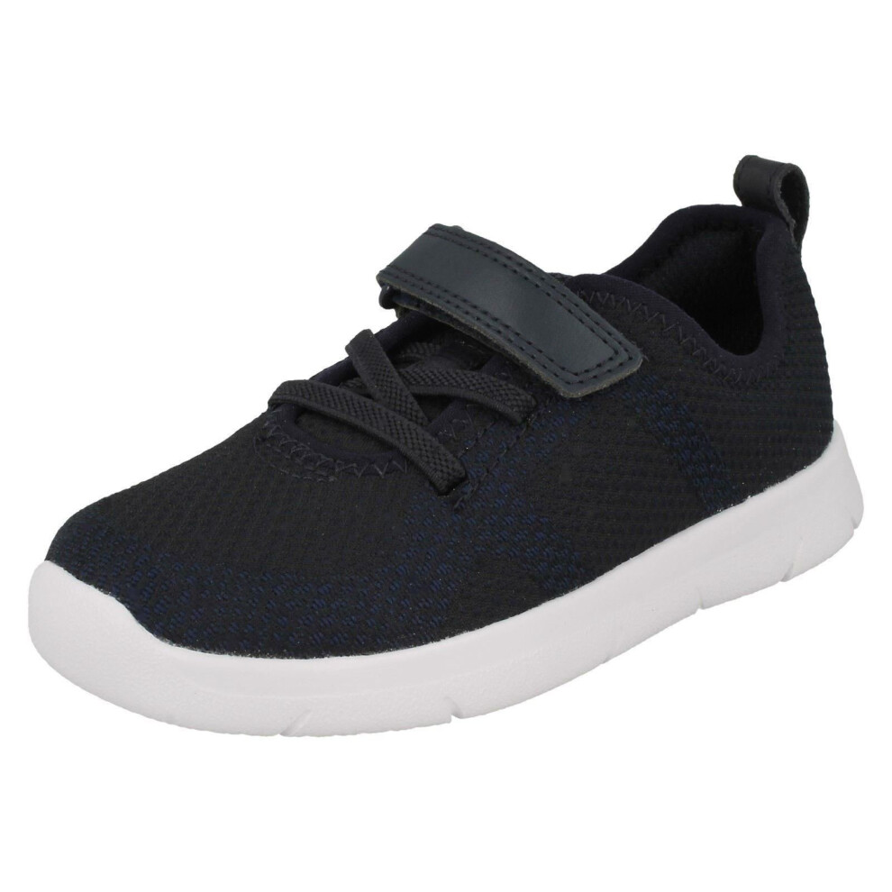 (UK 4 Infant, Navy (Blue)) Childrens Boys Girls Clarks Casual Trainers Ath Flux T - G Fit