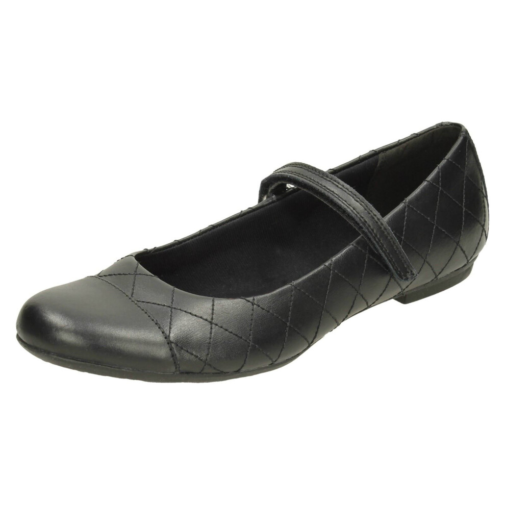 (UK 6.5 Child, Black) Girls Bootleg by Clarks School Shoes Kimberly Gem - F Fit