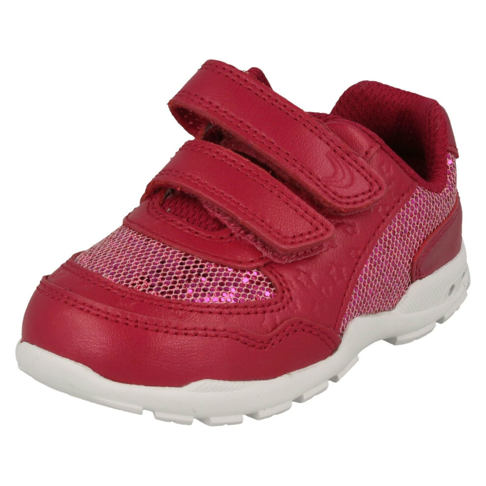 (UK 4 Infant, Pink) Girls First Shoes By Clarks Trainers Brite Play - F Fit