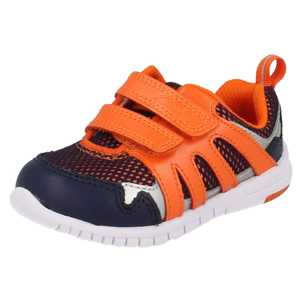 Boys Clarks First Trainers Azon Move - Orange Leather - UK Size 5F - EU Size 21 - US Size 5.5M