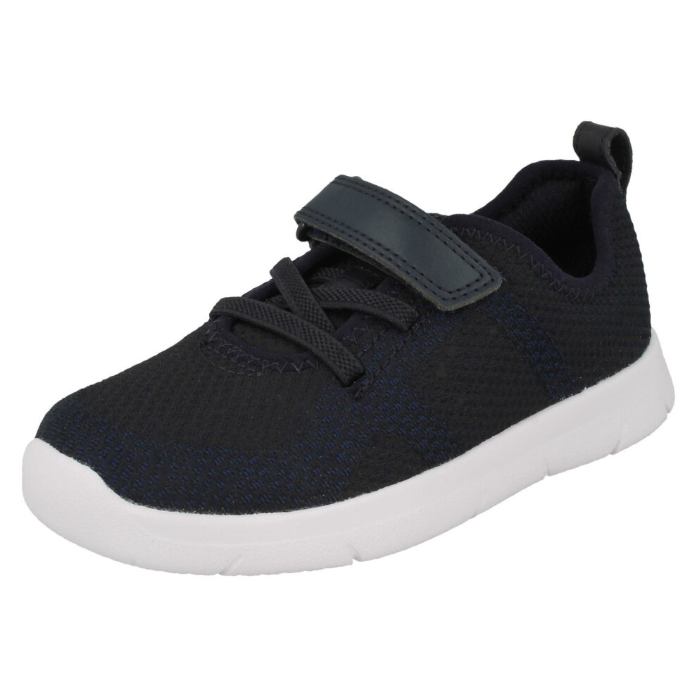 (UK 4 Infant, Navy (Blue)) Childrens Boys Girls Clarks Casual Trainers Ath Flux T - F Fit