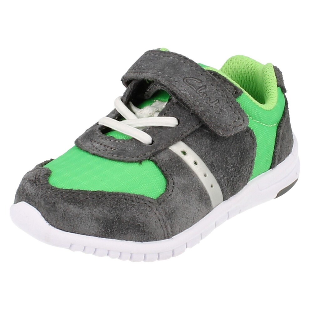 (UK 5 Infant, Green) Boys Clarks Casual Trainers Azon Flex - G Fit