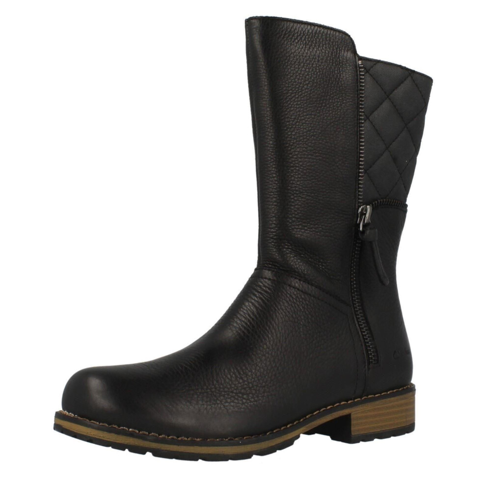 (UK 12 Child, Black) Girls Clarks Mid Calf Boots Kelpie Heidi - F Fit