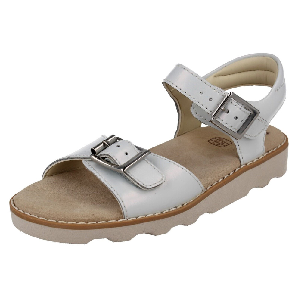 (UK 10.5 Child, White) Girls Clarks Casual Summer Sandals Crown Bloom K - F Fit