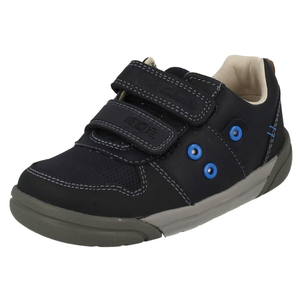 (UK 9.5 Child, Navy (Blue)) Boys Clarks Casual Shoes Lilfolk Pop - F Fit