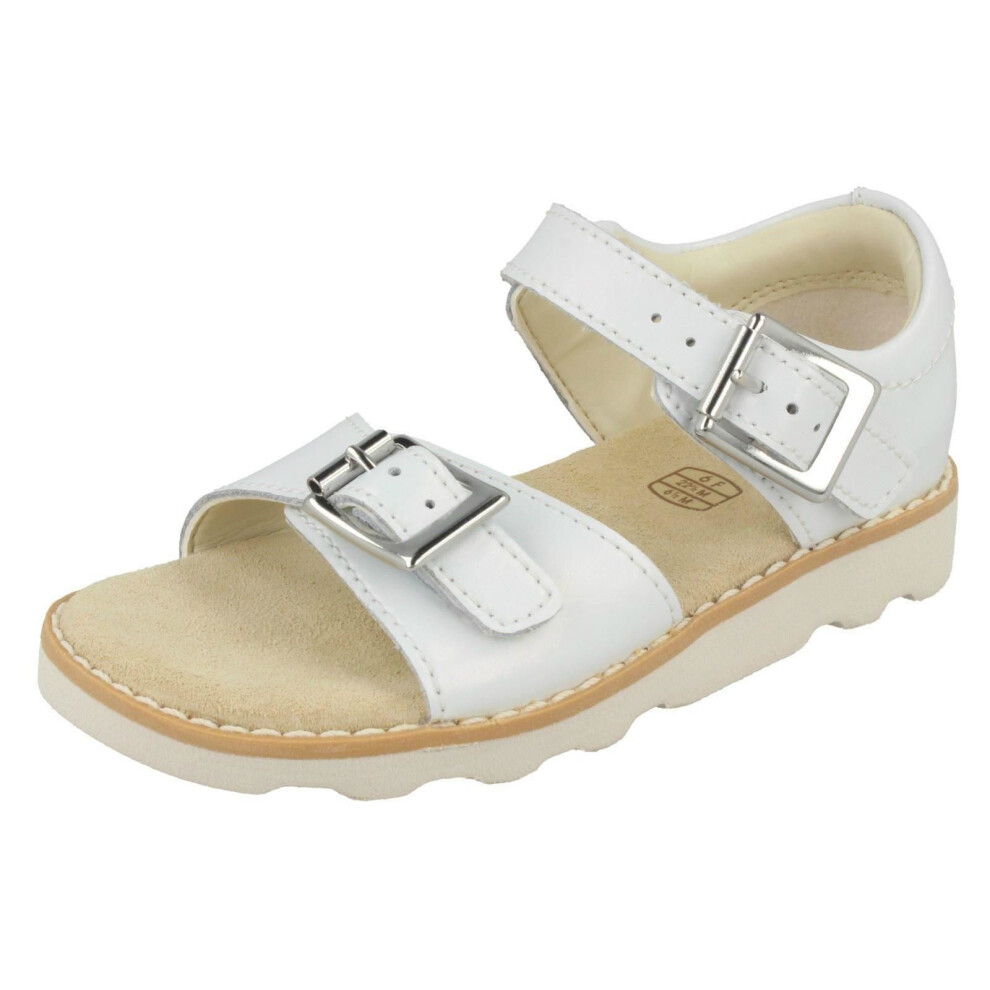 (UK 4.5 Infant, White) Girls Clarks Casual Summer Sandals Crown Bloom T - F Fit