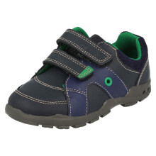 Boys Clarks First Shoes Flash Pop - Navy Combi Leather - UK Size 4G - EU Size 20 - US Size 4.5W