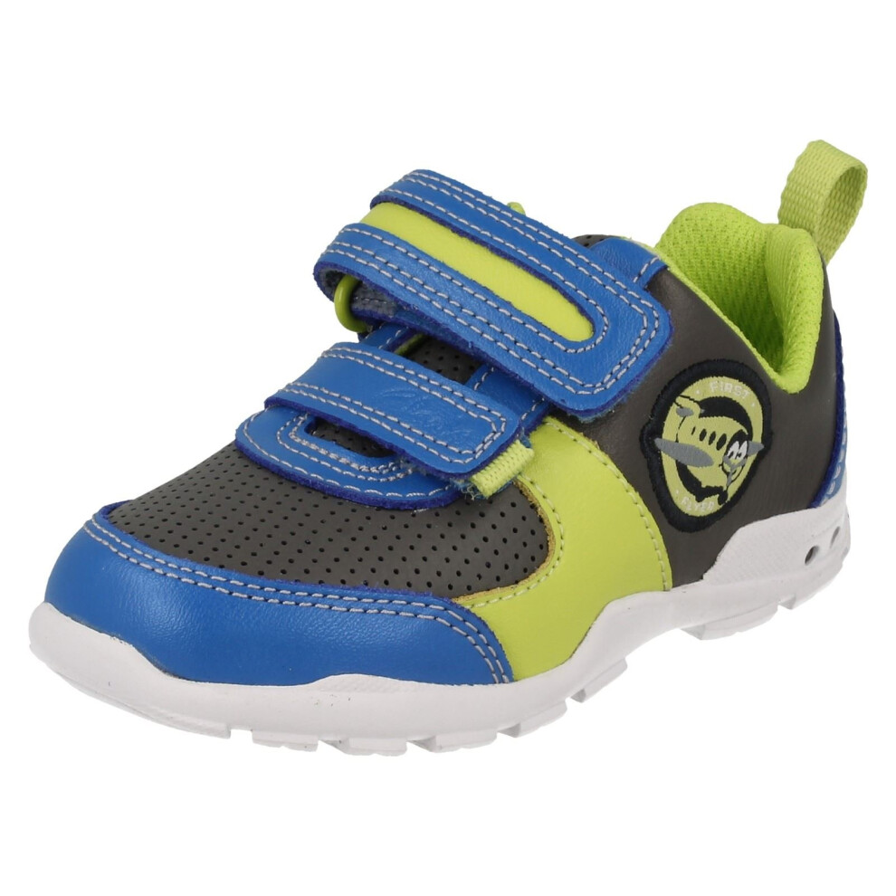 (UK 4 Infant, Blue) Boys Clarks Trainers Brite Zap - F Fit