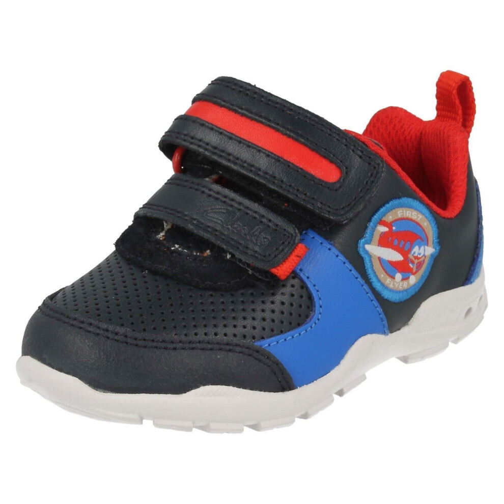 (UK 4.5 Infant, Navy (Blue)) Boys Clarks Trainers Brite Zap - G Fit