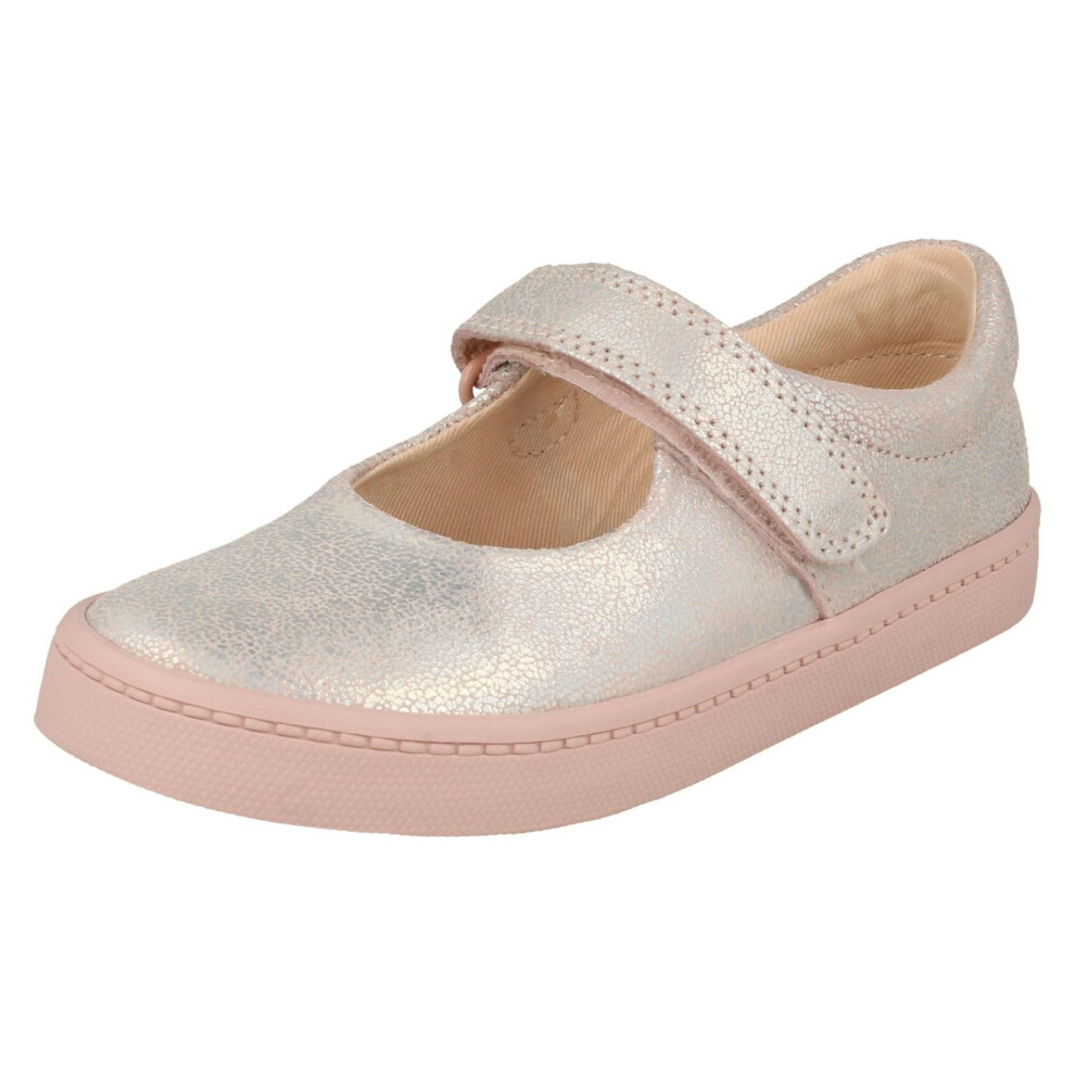 (UK 4 Infant, Pink) Girls Clarks Holographic Detailed Shoes City Gleam - F Fit