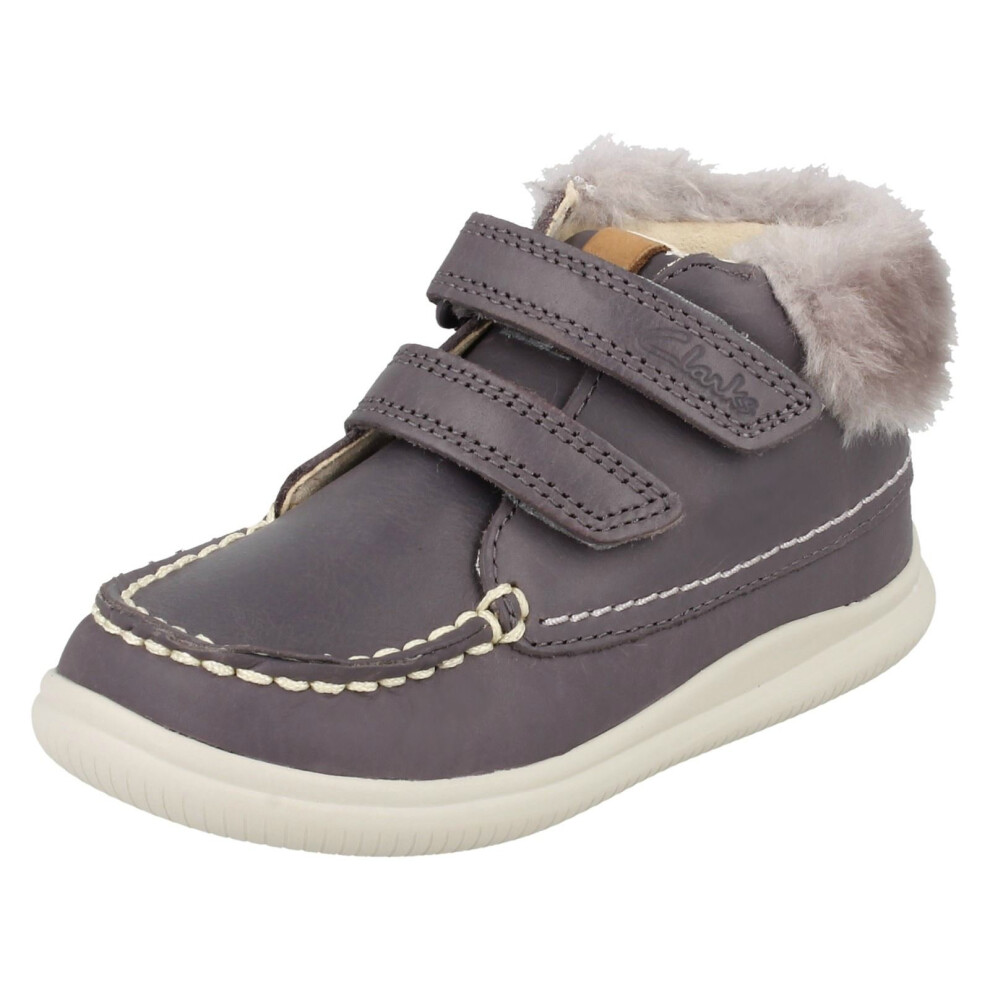 Clarks (Uk 4 Infant, Anthracite (Grey)) Girls Ankle Boots Cloud Flufi - F Fit