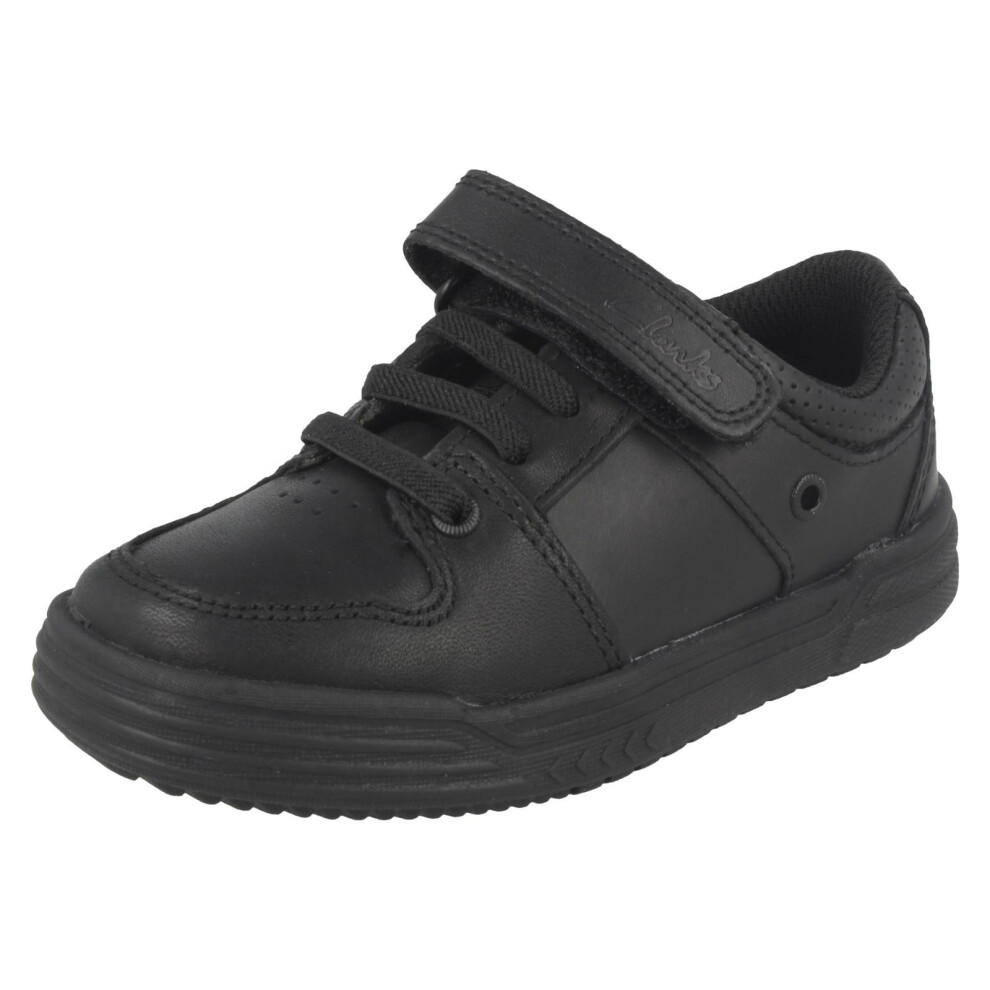 (UK 7 Infant, Black) Boys Clarks School Shoes Chad Slide - H Fit