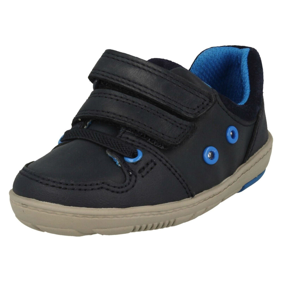 (UK 4.5 Infant, Navy (Blue)) Boys Clarks Casual Shoes With Lights Tolby Boo - F Fit