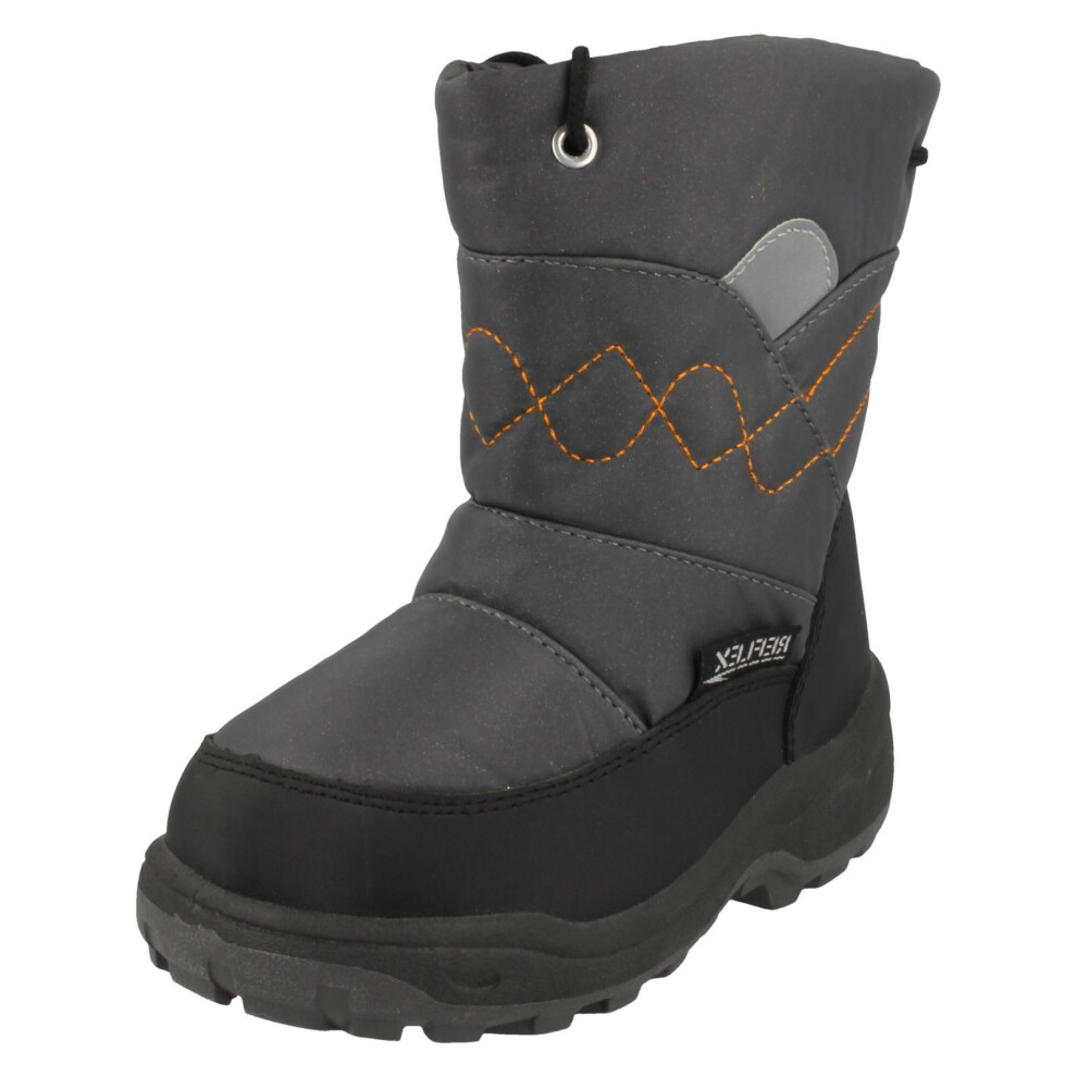 (UK 10 Child, Grey) Boys Reflex Snow Boots