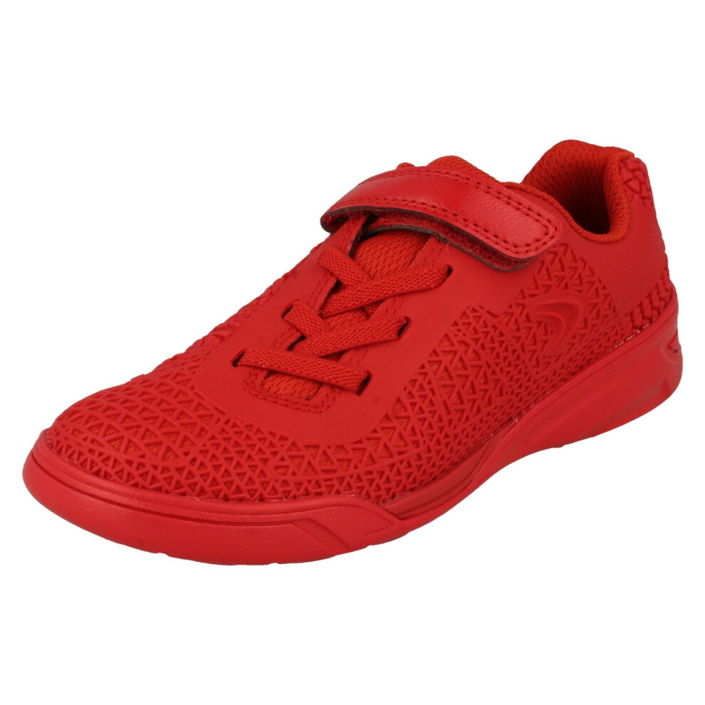 (UK 11 Child, Red) Boys Clarks Sports Trainers Award Blaze 19 - F Fit