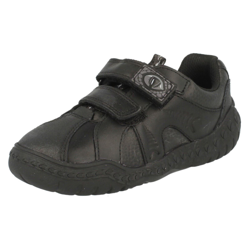 Boys Clarks School Shoes Stomp Roar - Black Leather - UK Size 7E - EU Size 24 - US Size 7.5N