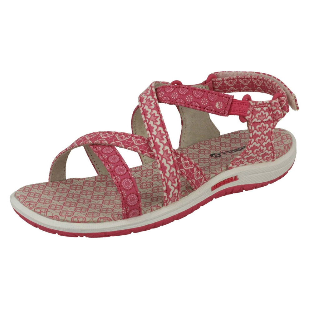 (UK 9 Child, Honey Suckle (Pink)) Girls Merrell Casual Sandals Jazmin Ditto