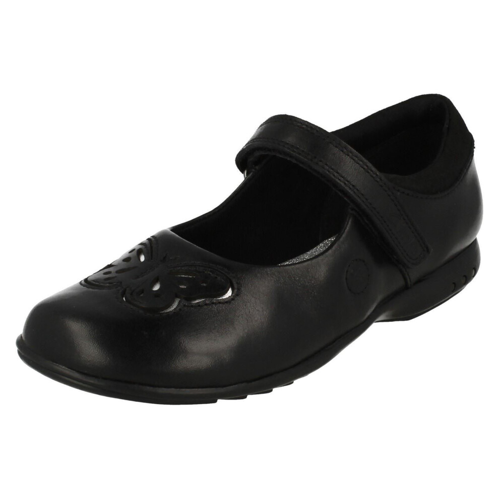 (UK 7 Infant, Black) Girls Clarks Light Up School Shoes Trixi Rose - H Fit