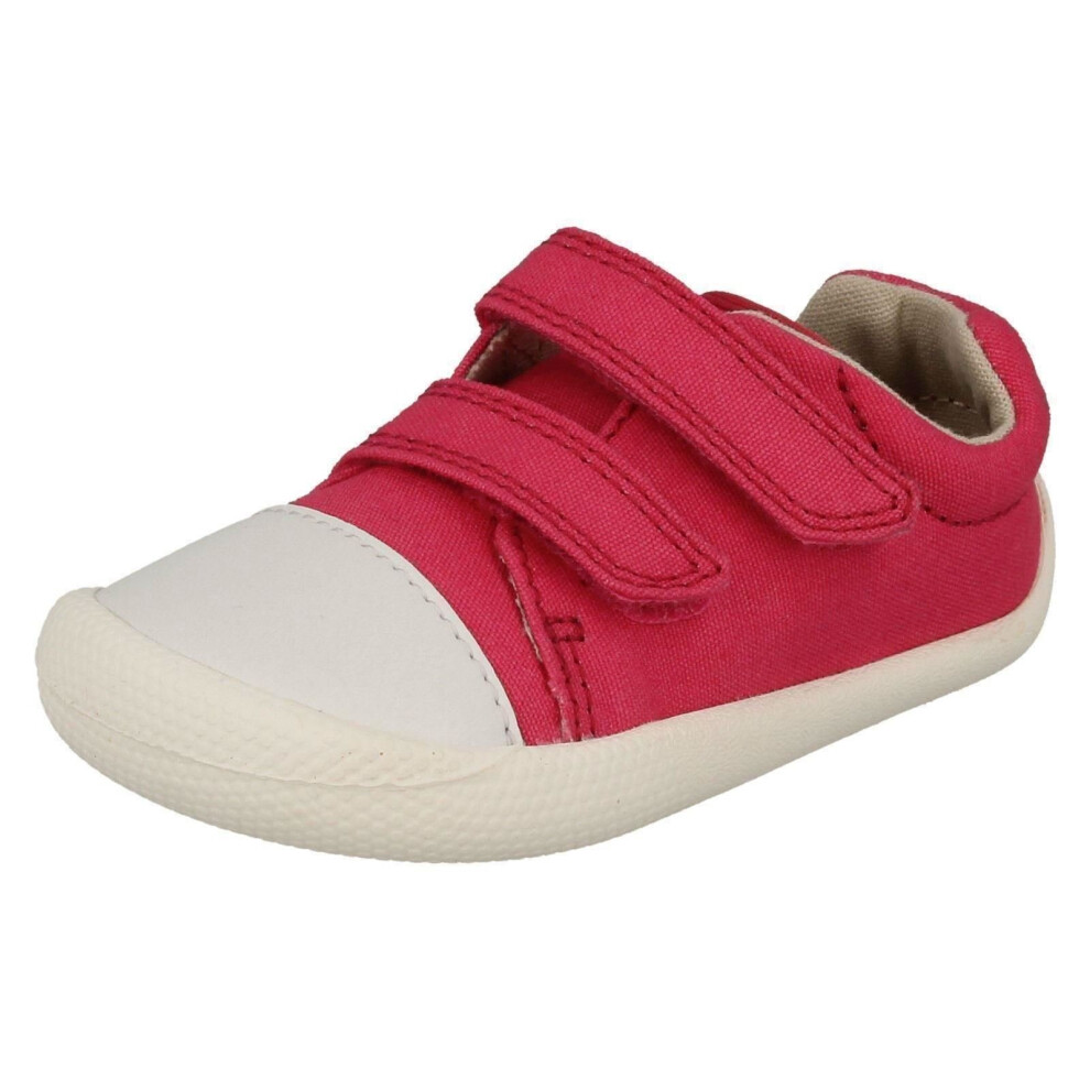 (UK 4.5 Infant, Pink) Girls Clarks Casual Shoes Tiny Treasure - G Fit