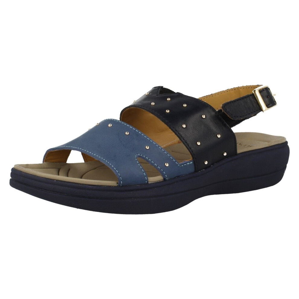 (UK 5, Navy) Ladies Padders Wide Fitting Sandals Cameo - EE Fit