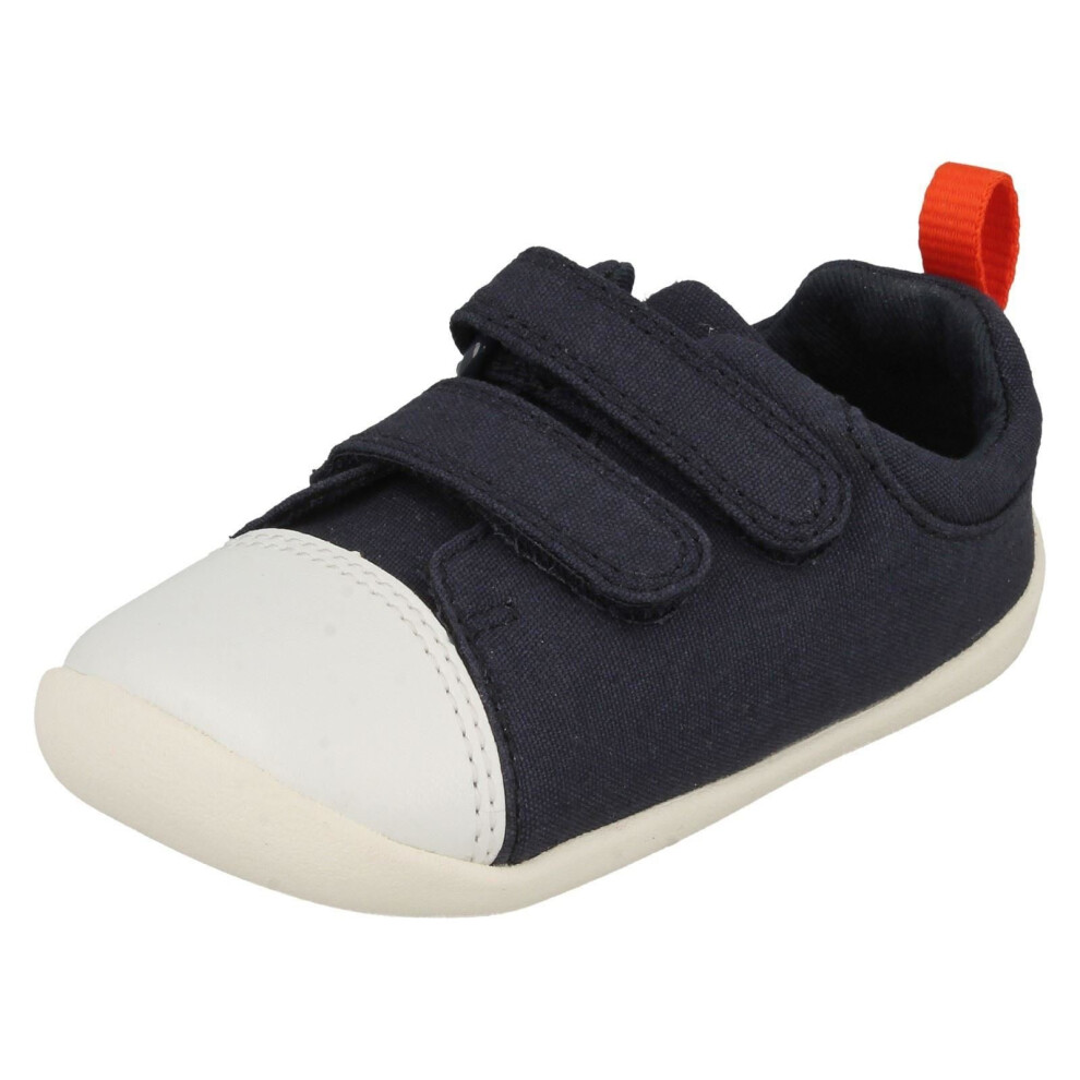 (UK 2 Infant, Navy (Blue)) Childrens Boys Girls Clarks Pre-Walking Shoes Roamer Craft - F Fit