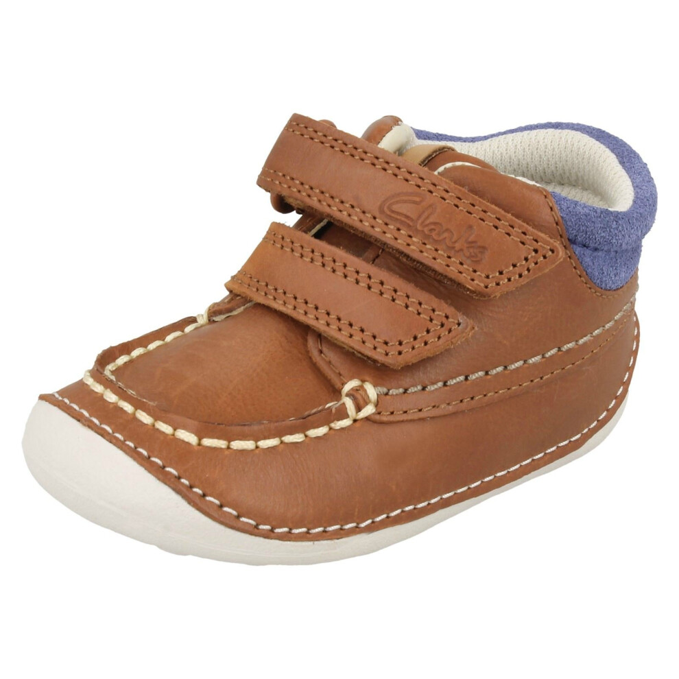 Boys Clarks First Shoes Tiny Tuktu - Tan Leather - UK Size 3G - EU Size 18.5 - US Size 3.5W