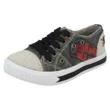 (UK 1 Child, Grey) Boys JCDees Casual Denim Pumps