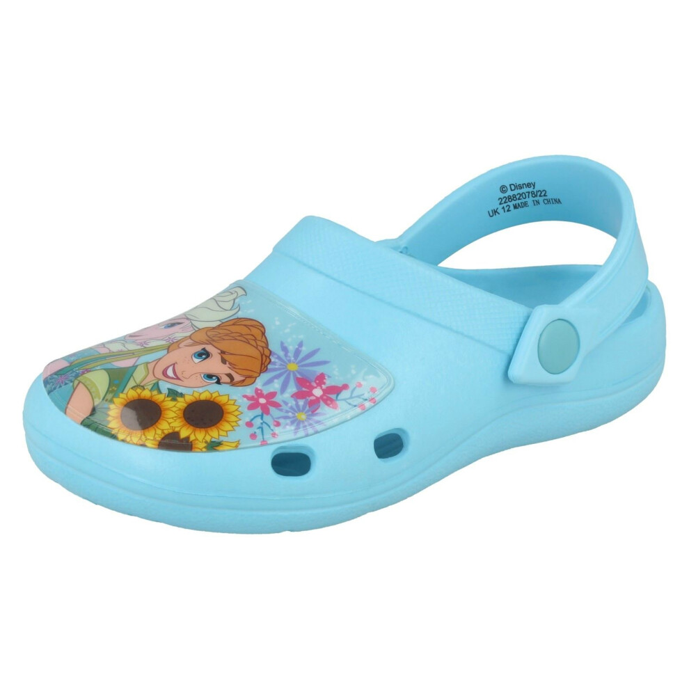 (UK 6 Infant, Blue) Girls Disney Frozen Themed Clogs Frozen Fever