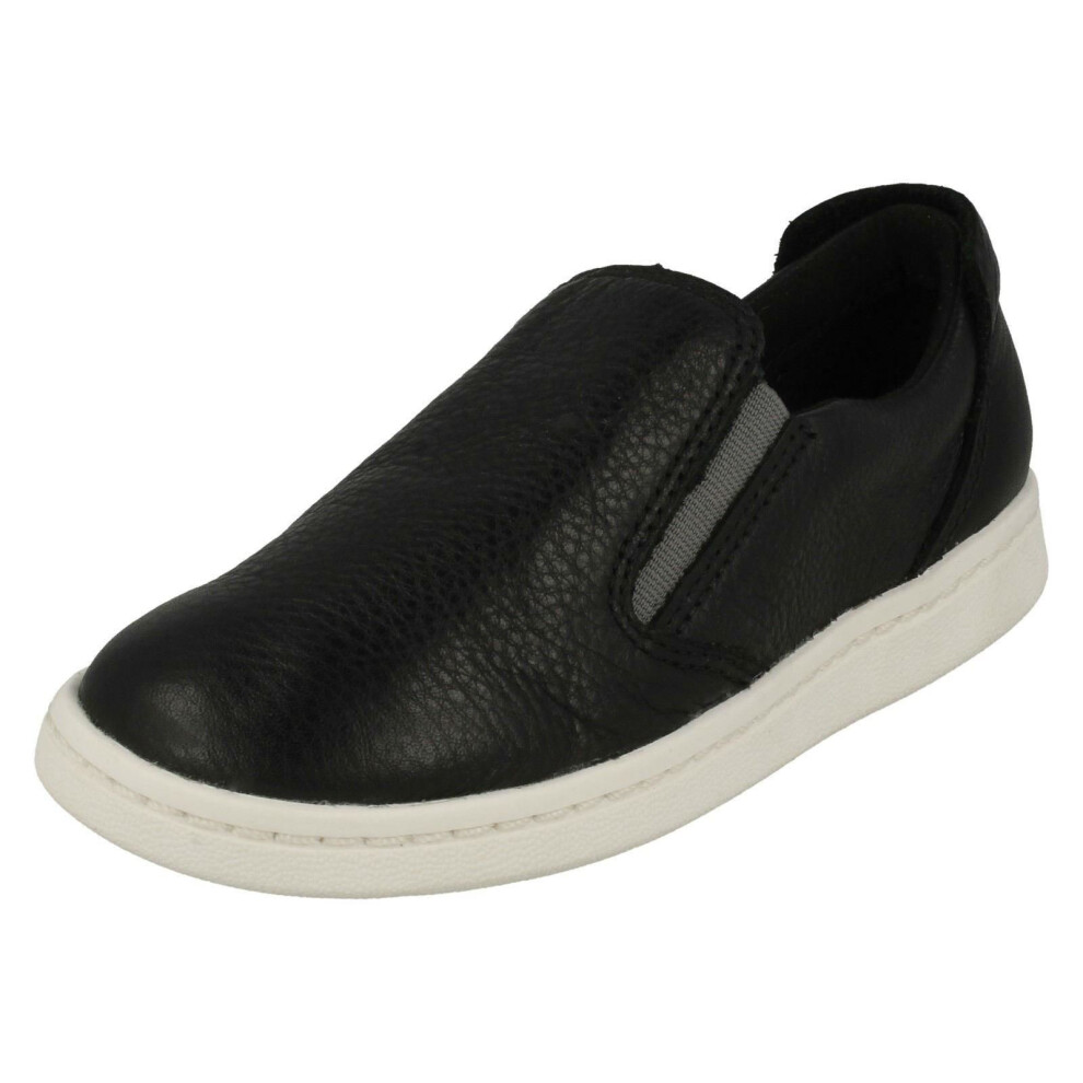 (UK 4 Infant, Black) Boys Clarks Slip On Loafer Style Shoes Street Verve - G Fit