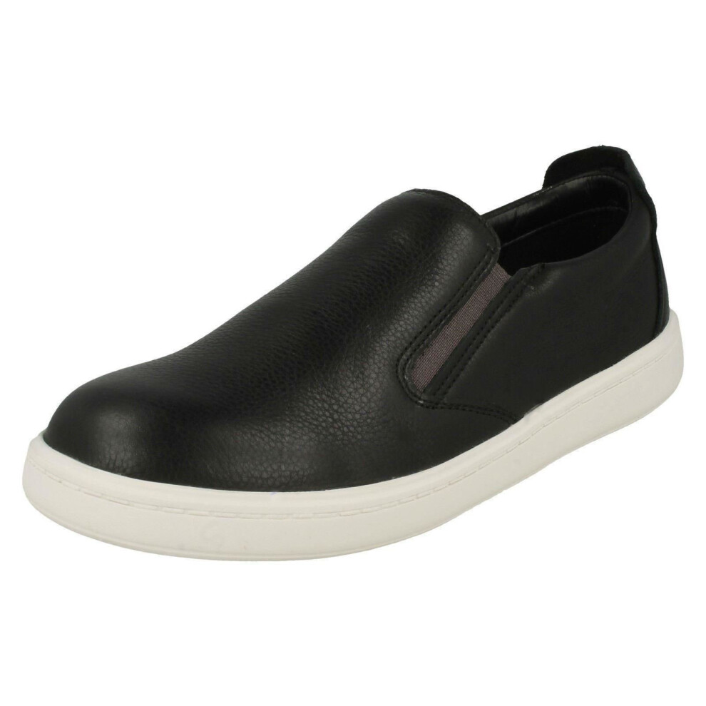 (UK 1.5 Child, Black) Boys Clarks Slip On Shoes Street Verve K - G Fit