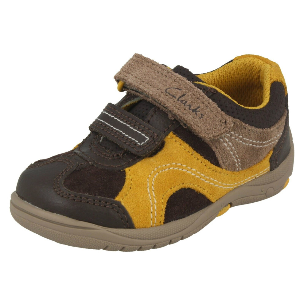 (UK 3 Infant, Brown) Boys Clarks Casual First Shoes Ru Rocks - F Fit