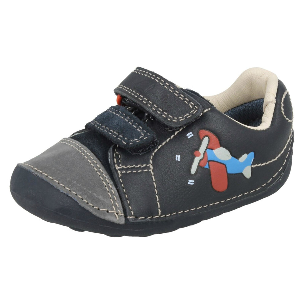 (UK 3 Infant, Navy (Blue)) Boys Clarks First Shoes Tiny Jet - F Fit