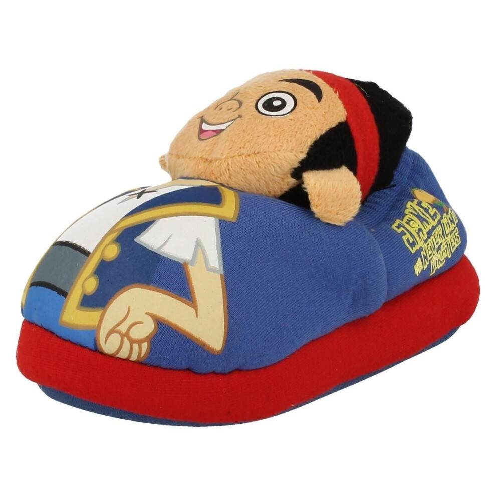 (UK 9-10 Child, Multi) Boys Disney 3D Slippers Jake and The Neverland Pirates