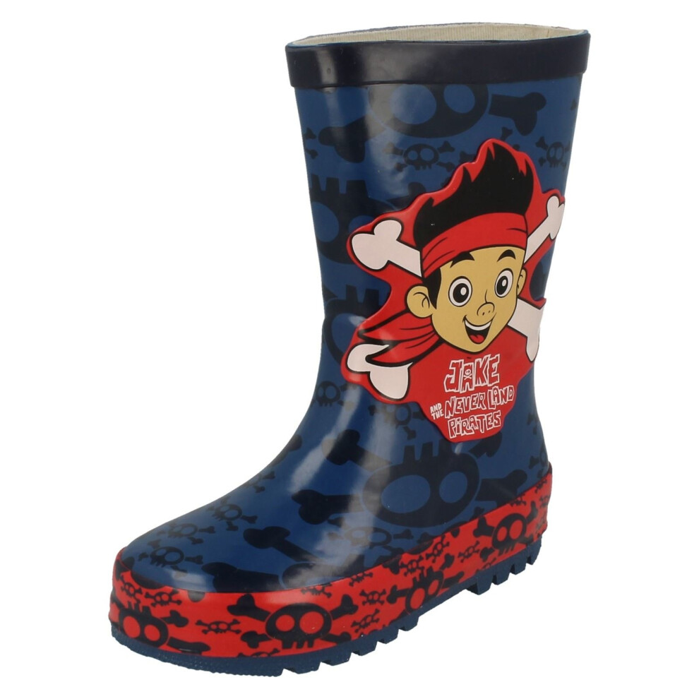 (UK 4 Infant, Navy (Blue)) Boys Disney Crossbone Wellingtons Jake And The Neverland Pirates