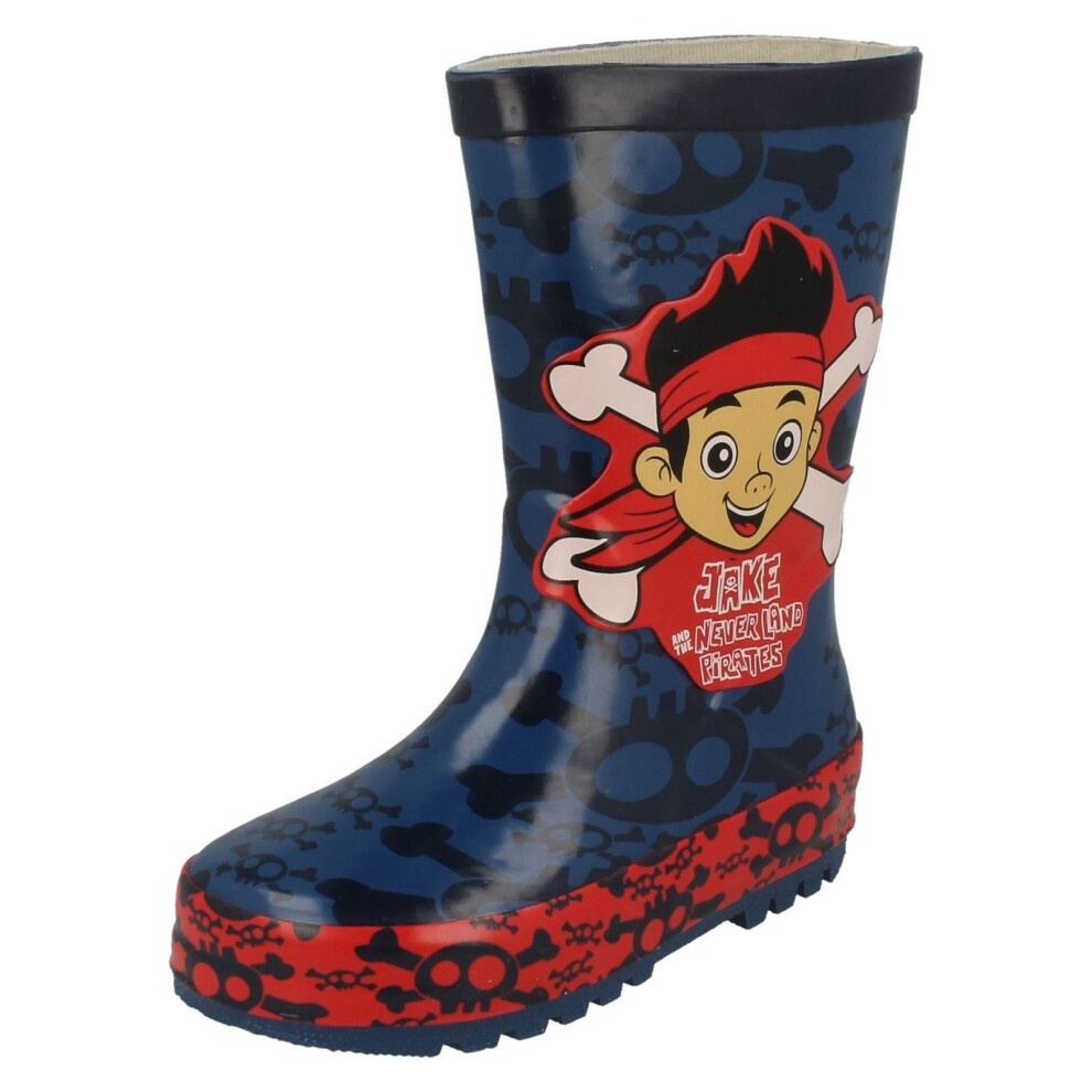 (UK 5 Infant, Navy (Blue)) Boys Disney Crossbone Wellingtons Jake And The Neverland Pirates