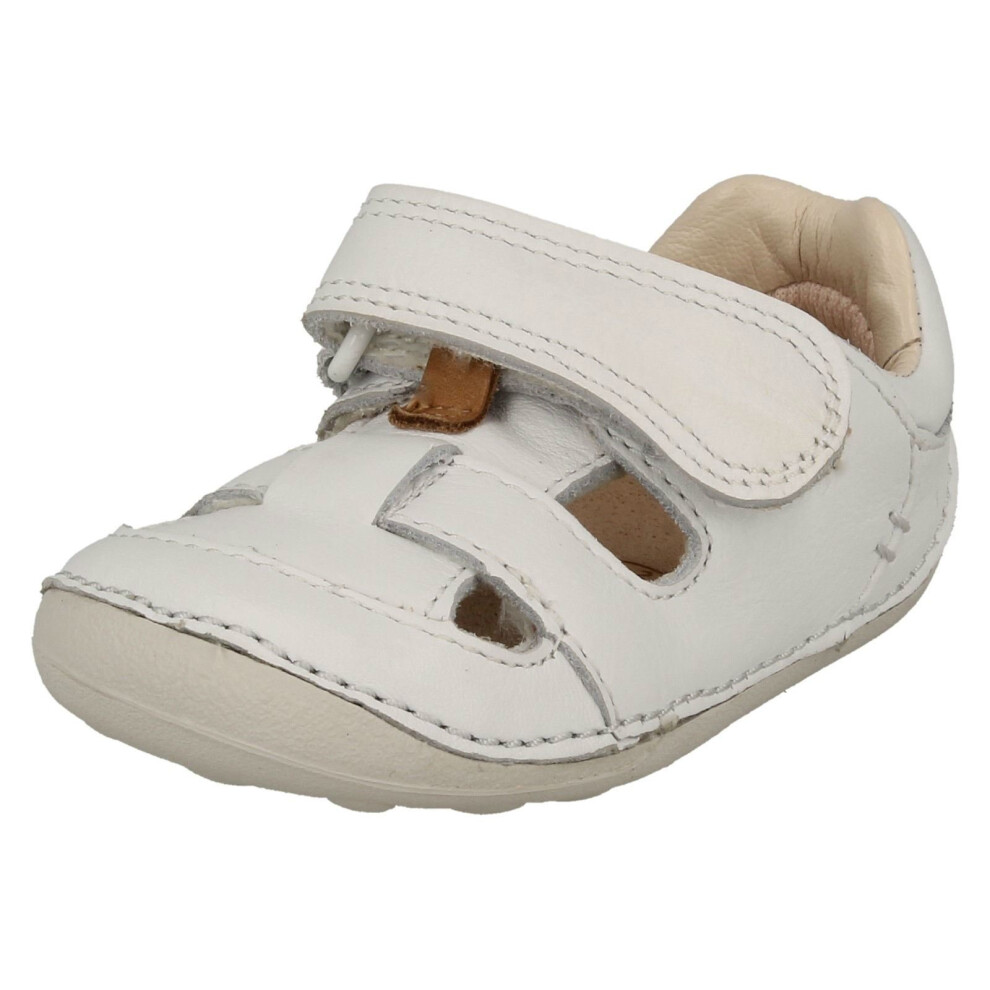 (UK 2 Infant, White) Girls Clarks Casual Shoes Tiny Meadow - F Fit